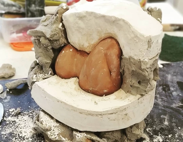 Un moule en plâtre en cours